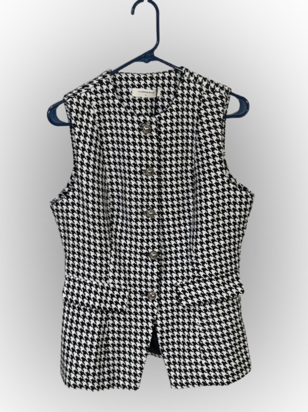 Commense Vest Top Tailored Large New NWT Button Front Houndstooth City Alabama